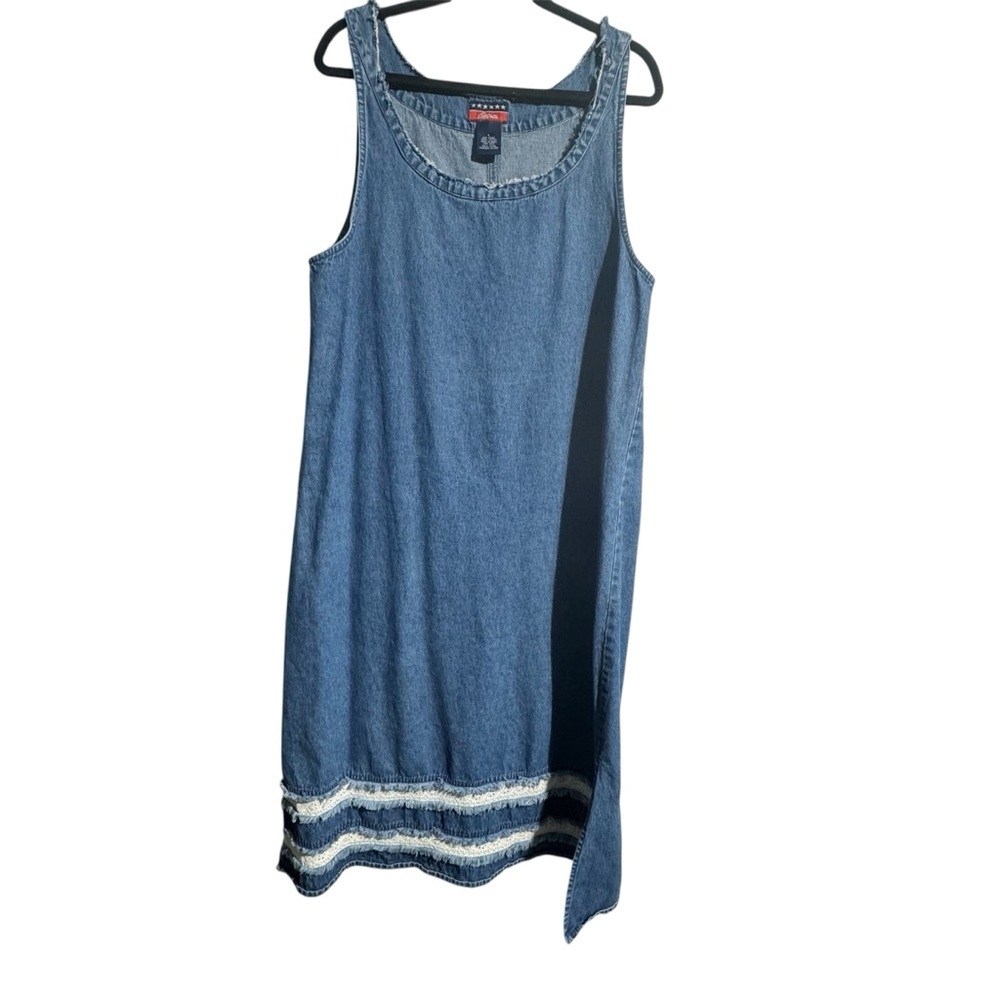 Agapo Denim Jumper Dress – Size Large – 100% Cotton – Cozy & Easy Fit Casual
